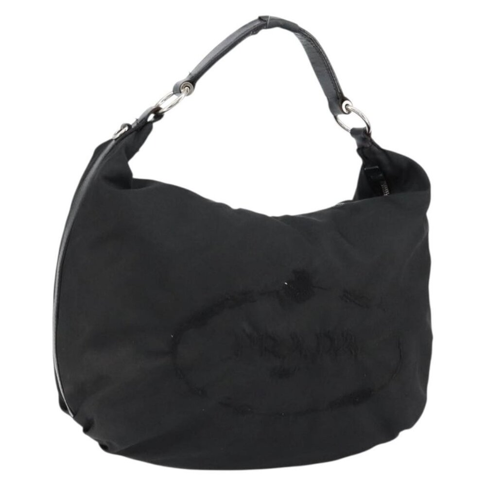 Authentic PRADA Shoulder Bag Nylon Black Silver